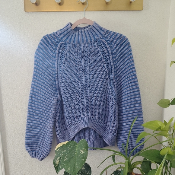 Free People Sweaters - Free People Periwinkle Cable Knit Turtleneck Sweater
